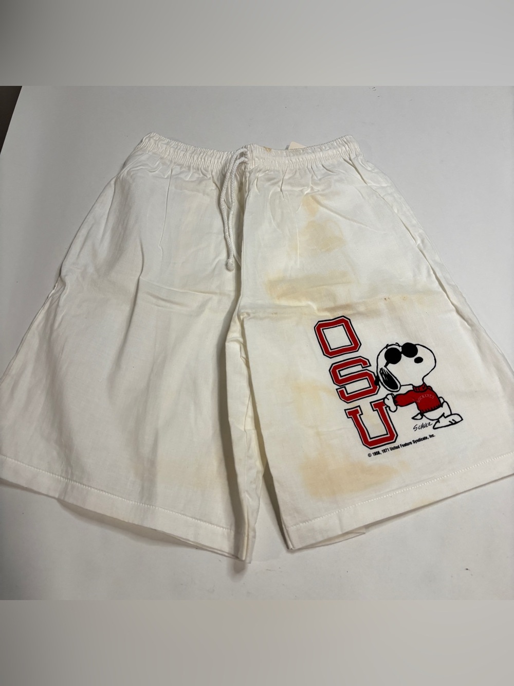 Ohio State University OSU VTG 80s Gym Shorts White Artex Size Medium 32-34